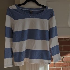 Eddie Bauer Blue & White Striped Long Sleeve Top